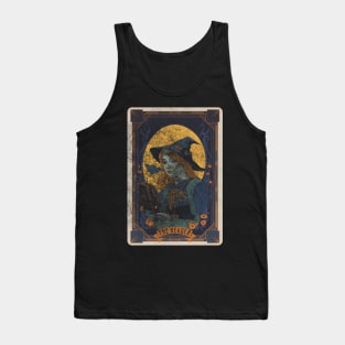 The Reader Distressed Witch Halloween Tarot Card Tank Top